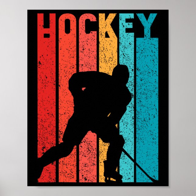 Hockey  Men's Children's Retro  Ice Hockey Player  Poster (Front)