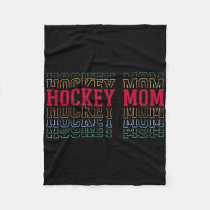 Hockey Mom Funny Layered Text Mother Mama Coach Fleece Blanket