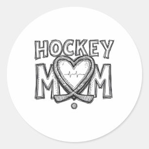 Hockey Mom Heartbeat  Classic Round Sticker