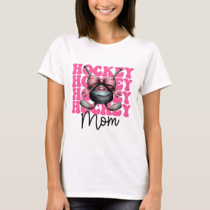 Hockey Mom Hockey Mama Mother's Day Pink Coquette T-Shirt