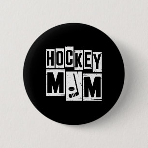 Hockey Mom Retro Women Hockey Lover Mommy Mom Moth 6 Cm Round Badge