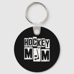 Hockey Mom Retro Women Hockey Lover Mommy Mom Moth Key Ring