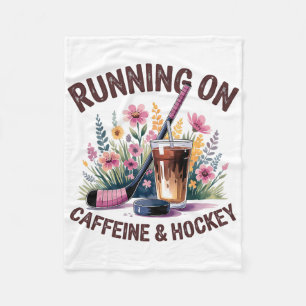 Hockey Mom Running On Caffeine Iced Coffee Hockey Fleece Blanket