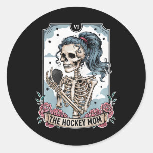 Hockey Mom Tarot Card Skeleton Hockey Mom Mothers Classic Round Sticker
