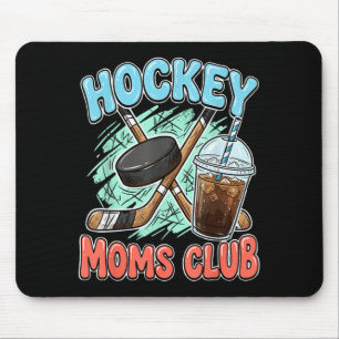 Hockey Moms Club Iced Coffee Crossed Sticks Puck Mouse Pad