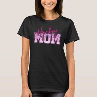 Hockey Mother Purple Pink Leopard Print for Moms T-Shirt