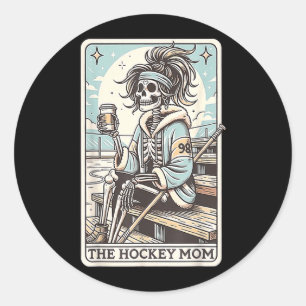 Hockey Mum Funny Skeleton Card Classic Round Sticker