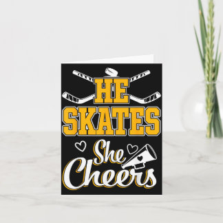Hockey Mum He Skates She Cheers Game Day Card