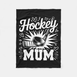 Hockey Mum Heart Family Mothers Day Hockey Lover Fleece Blanket