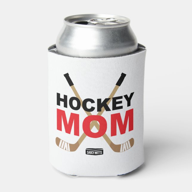 Hockey Mum Hockey Sticks Red Can Cooler (Can Front)