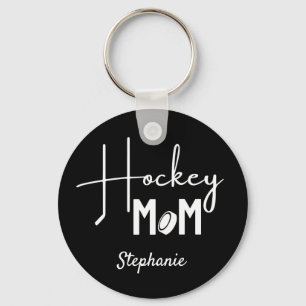 Hockey Mum Keychain calligraphy black white