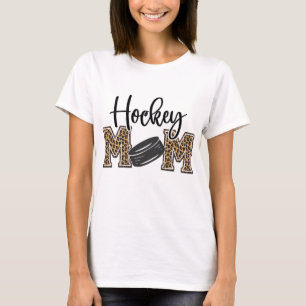 Hockey Mum Leopard Print Cheetah Ice Hockey Proud T-Shirt
