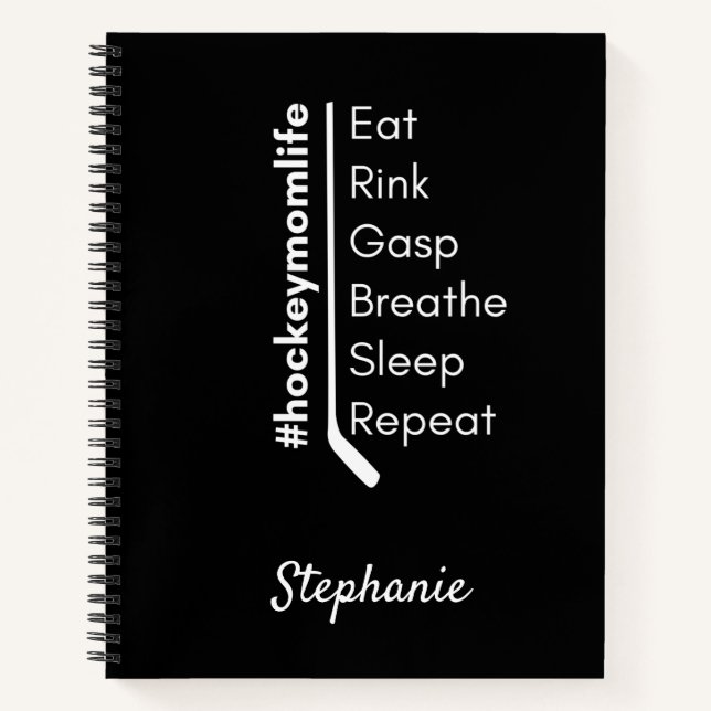 Hockey mum life notebook repeat black (Front)
