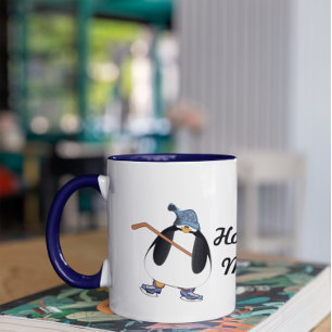 Hockey Mum Penguin with Hockey Stick Mug