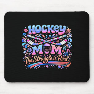 Hockey Mum Pink Blue Retro 70s Groovy Vintage Fun Mouse Pad