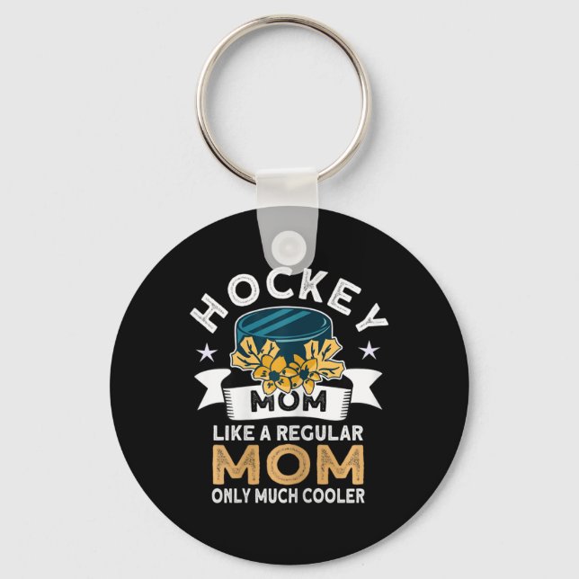 Hockey Mum - Retro Hockey Player Ice Hockey  Key Ring (Front)