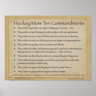 Hockey Mum Ten Commandments poster