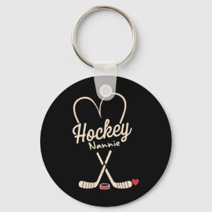 Hockey Nannie Heart Hockey Player Key Ring