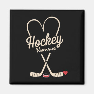 Hockey Nannie Heart Hockey Player Magnet