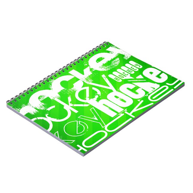 Hockey; Neon Green Stripes Notebook (Left Side)