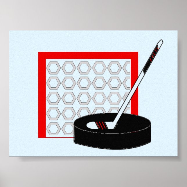 Hockey Net, Stick and Puck Poster (Front)