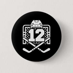 Hockey Number 12 Jersey Funny Hockey Player Game D 6 Cm Round Badge