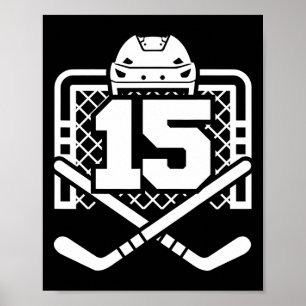 Hockey Number 15 Jersey Funny Hockey Player Game D Poster