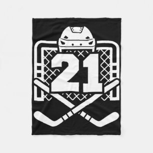 Hockey Number 21 Jersey Funny Hockey Player Game D Fleece Blanket