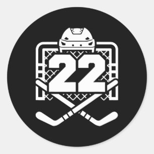 Hockey Number 22 Jersey Funny Hockey Player Game D Classic Round Sticker