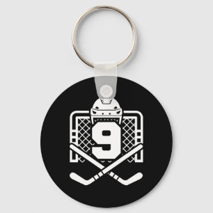 Hockey Number 9 Jersey Funny Hockey Player Game Da Key Ring