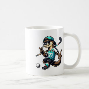 Hockey Otter With Stick Peace Sign Sungles 22 Masc Coffee Mug