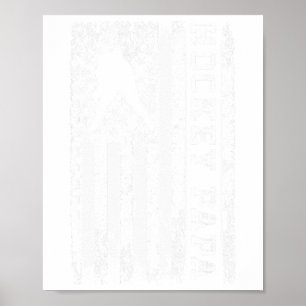 Hockey Papa Vintage Usa American Flag Poster