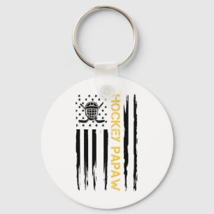 Hockey Papaw Hockey Player Usa Flag Key Ring