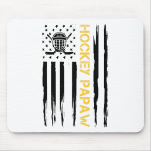 Hockey Papaw Hockey Player Usa Flag Mouse Pad