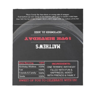 Hockey Party Favour Chocolate Candy Wrappers Notepad