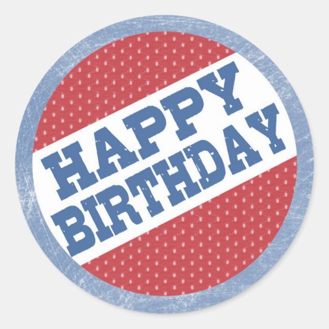 Hockey Party Sticker - Happy Birthday (Front)