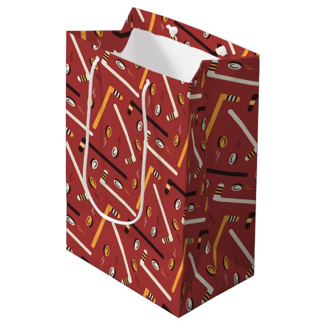 Hockey Pattern Medium Gift Bag (Front Angled)