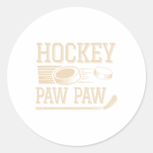 Hockey Paw Paw - Hockey Player Retro Vintage  Classic Round Sticker