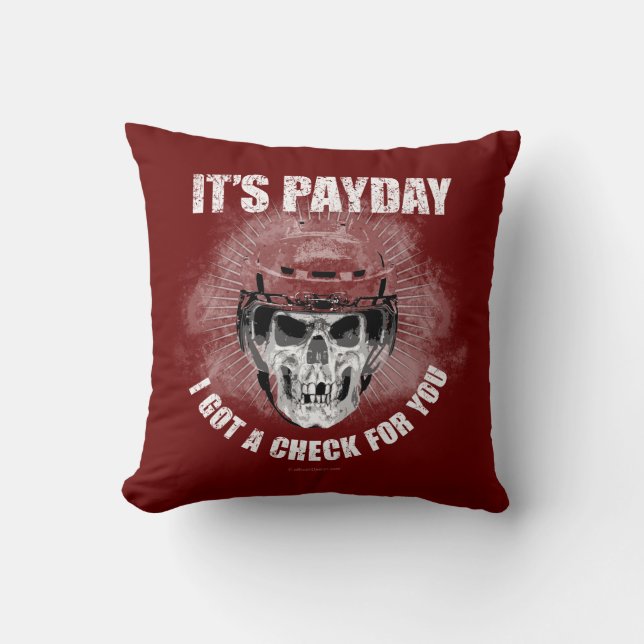 Hockey Payday Throw Pillow (Front)