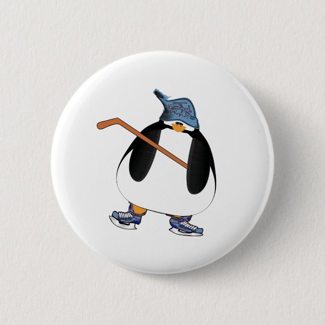 Hockey Penguin 6 Cm Round Badge (Front)