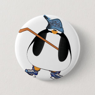 Hockey Penguin 6 Cm Round Badge
