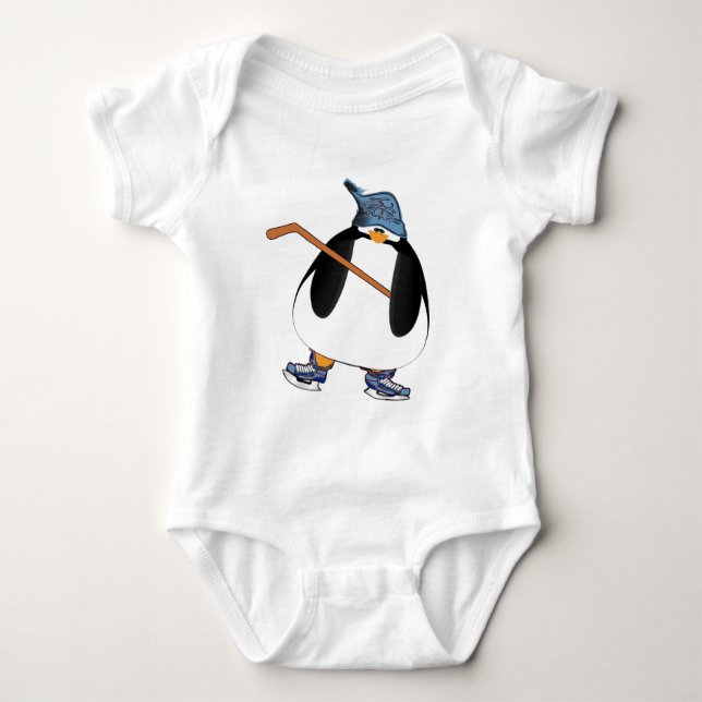 Hockey Penguin Baby Bodysuit (Front)