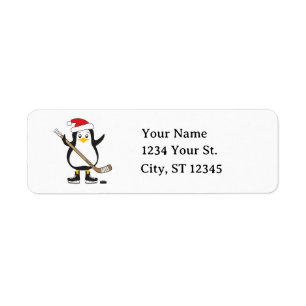 Hockey Penguin Christmas Return Address Label