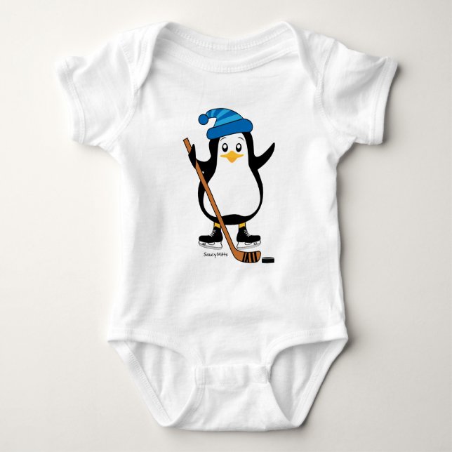 Hockey Penguin Infant Romper Baby Bodysuit (Front)