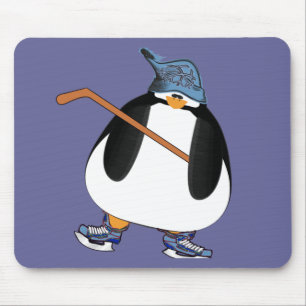 Hockey Penguin Mouse Pad