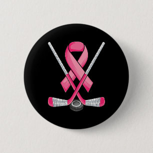 Hockey Pink Ribbon Breast Cancer Awareness Sport L 6 Cm Round Badge