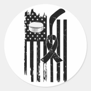 Hockey Pink Ribbon Breast Cancer Awareness Sport L Classic Round Sticker