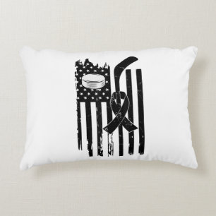 Hockey Pink Ribbon Breast Cancer Awareness Sport L Decorative Cushion