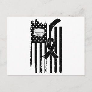 Hockey Pink Ribbon Breast Cancer Awareness Sport L Holiday Postcard