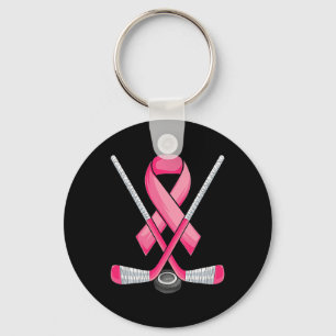 Hockey Pink Ribbon Breast Cancer Awareness Sport L Key Ring
